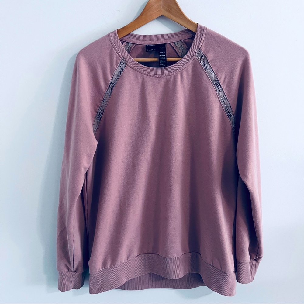 Pink Lace Trim Sweatshirt